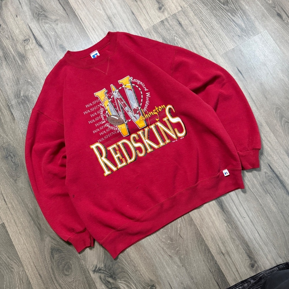 Vintage 90s Washington Redskins Russell Athletic Sweatshirt Red NFL Football XXL
